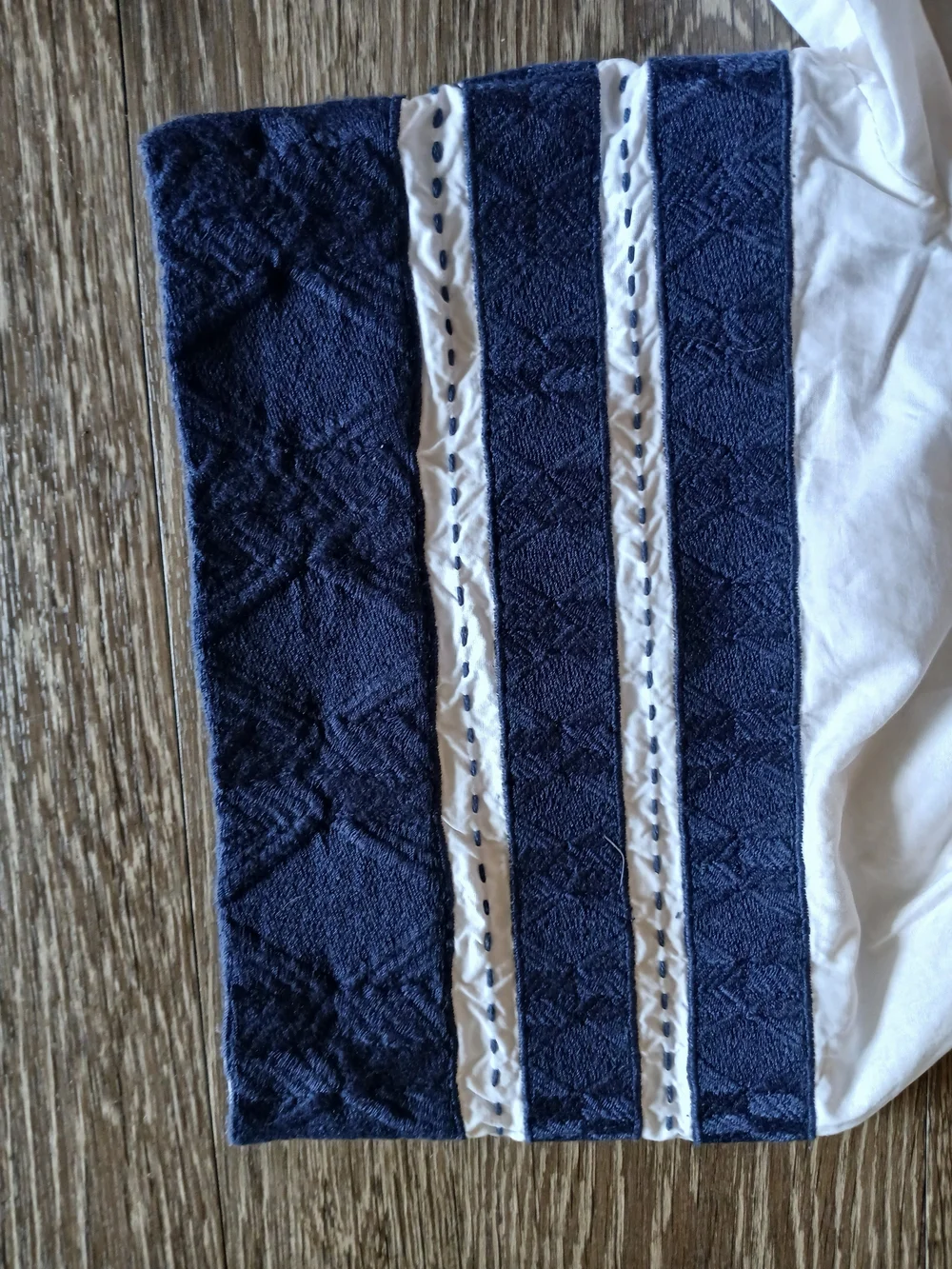 Tory Burch White Off-Shoulder Blouse with Navy Trim